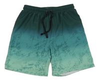 Tmavozeleno-zelené plážové kraťasy Shein