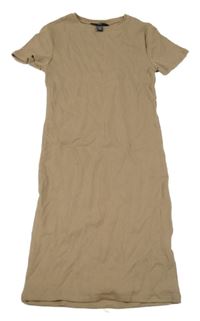 Béžové rebrované midi šaty New Look