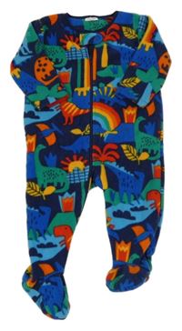 Tmavomodrý fleecový overal s dinosaury Next