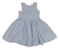 Světlemodro-biele bodkované plátenné šaty C&A