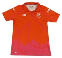Červeno-růžové polo tirčko s nápisy New Balance