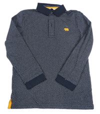 Tmavomodro-bílé vzorované polo triko s medvídkem Primark