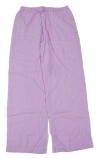 Lila ľanové culottes nohavice Yigga