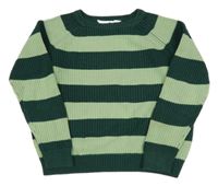 Tmavozeleno-zelený pruhovaný oversize sveter H&M