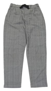 Čierno-biele kockované ľahké nohavice H&M