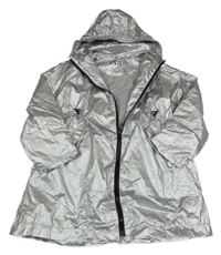 Stříbrná šusťáková podzimní parka s kapucí Zara