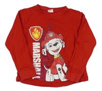 Červené pyžamové triko s PAW PATROL - Marshall nickelodeon