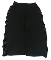Čierne teplákové culottes nohavice so zamatovým pruhom H&M