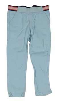 Světlemodré skinny plátěné kalhoty s úpletovým pasem impidimpi
