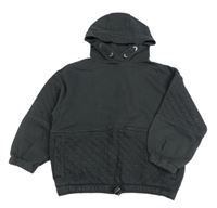 Čiernošedá oversize mikina s prošíváním a kapucňou Next
