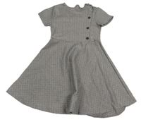 Svetlošedá -hnedo-čierne vzorované šaty s gombíkmi ZARA