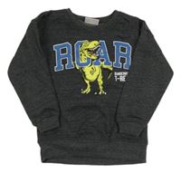 Tmavosivá melírovaná mikina s dinosaurom INFINITY KIDS