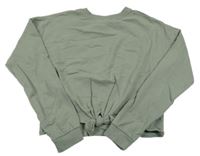 Khaki crop mikina s uzlom H&M