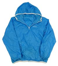 Modrá šušťáková funkčná vetrovka s logom a kapucňou Quechua