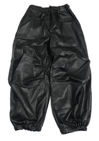 Černé cuff koženkové kalhoty ZARA