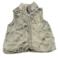 Sivo-smotanová kožušinová podšitá vesta Tu