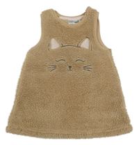 Béžové huňaté šaty s mačičkou Ergee