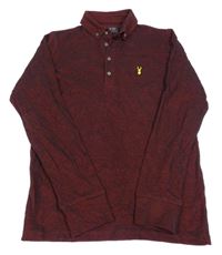 Vínovo-černé melírované mikinotriko s nášivkou a golierikom Next