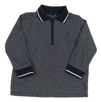 Tmavomodro-biela vzorovaná mikina s golierikom George