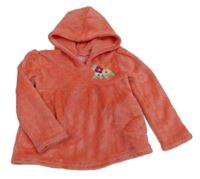 Lososová plyšová mikina s kvetmi a kapucňou freeStyle