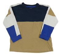 Béžovo-tmavomodro-bielo-zafírová melírovaná mikina Next