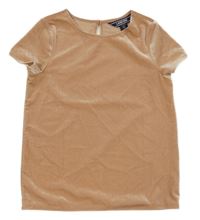 Pudrové lesklé sametové tričko LANDS'END