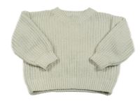 Smotanový rebrovaný žinylkový oversize sveter H&M