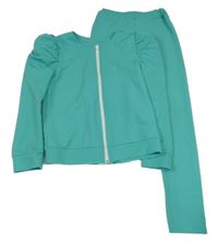 2Set - Jadeitová vzorovaná prepínaci mikina + crop nohavice