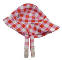 Červeno-růžovo-bílý kostkovaný nepromokavý klobouk NORDJORN