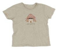 Svetlobéžové melírované tričko s muchomůrkou/domečkem MANGO