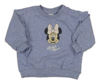 Modrofialová melírovaná mikina s Minnie a volánikmi Disney