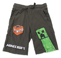Tmavosivé teplákové kraťasy s Minecraft