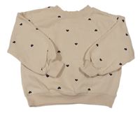Béžová oversize mikina so srdiečkami H&M