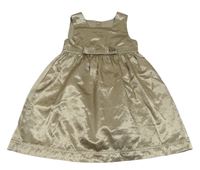 Béžové saténové slávnostné šaty s mašlou Mothercare