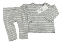 Nové - 2set - Šedo-bílé pruhované úpletové triko + tepláky F&F