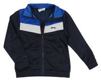 Tmavomodro-modro-biela športová prepínaci mikina s logom zn. Slazenger