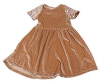 Staroružové zamatové šaty s flitrami