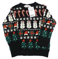 Nové - Černý vzorovaný svetr s vánočním motivem H&M