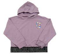 Levandulová mikina s písmenem a kapucňou Alive