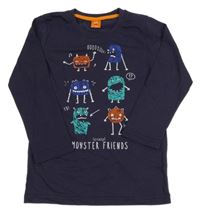 Tmavomodré triko s příšerkami Kiki&Koko