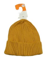 Nové - Okrová rebrovaná pletená čapica Primark