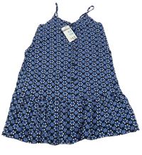 Nové - Černo-modré květované lehké šaty Primark