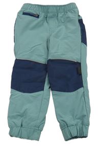 Zeleno-tmavomodré outdoorové zateplené kalhoty Crane