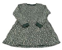 Tmavozelené kvetované teplákové šaty Name it