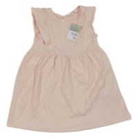 Nové - Svetloružové pruhované šaty s volánikmi Primark