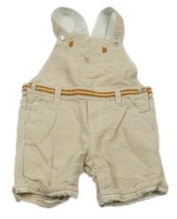 Hnědo-bílé pruhované plátěné laclové kraťasy s čumákem Obaibi