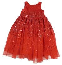 Červené tylové šaty s flitry H&M