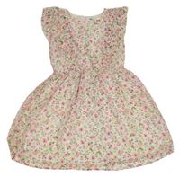 Bílé květované šifonové šaty s volánky H&M