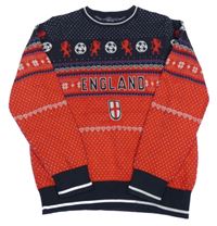 Červeno-tmavomodrý vzorovaný svetr - England Next