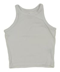 Biely rebrovaný crop top H&M